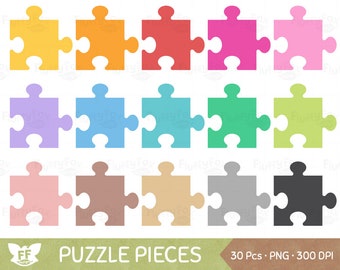 Puzzle Piece Clipart, Jigsaw Puzzles Clip Art, Game Toys Kids Children Learning School Rainbow Icon Tag Label Graphic Digital PNG Download