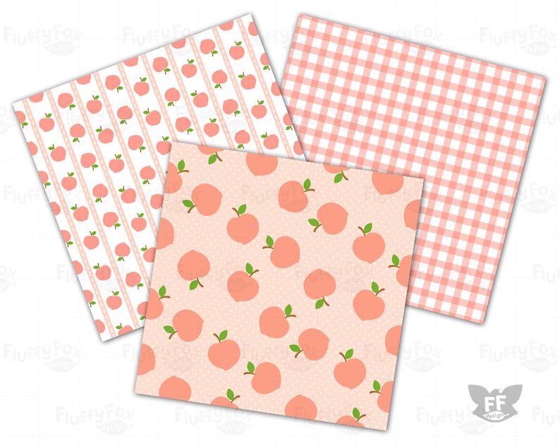 Peach Digital Paper, Peaches Papers, Seamless Pattern Repeatable Background, Flower Fruit Bright Vivid Soft Pastel Coral Pink Image Download 画像 2