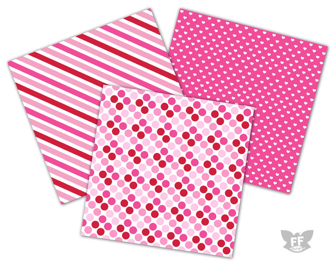 Valentine's Day Digital Paper Valentine Papers Love Etsy UK