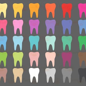 Tooth Clipart, Teeth Clip Art, Dentist Molar Health Clean Hygiene Cute Dental Care Scrapbooking Rainbow, PNG Images, Commercial Use image 3