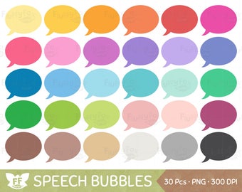 Speech Bubble Clipart, Talk Balloons Clip Art, Rainbow Tag Label Thought Text Speak, Digital PNG Graphic Download, Commercial Use