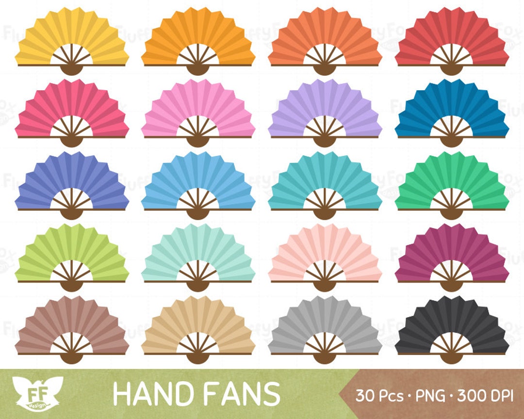 Hand Fan Clipart Folding Fans Clip Art Asian Oriental Japan Etsy