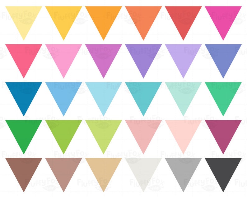 Triangle Bunting Flag Clipart Digital PNG Download Commercial Use Flags Banners Clip Art Pennant Colorful Rainbow Graphic Tag Label