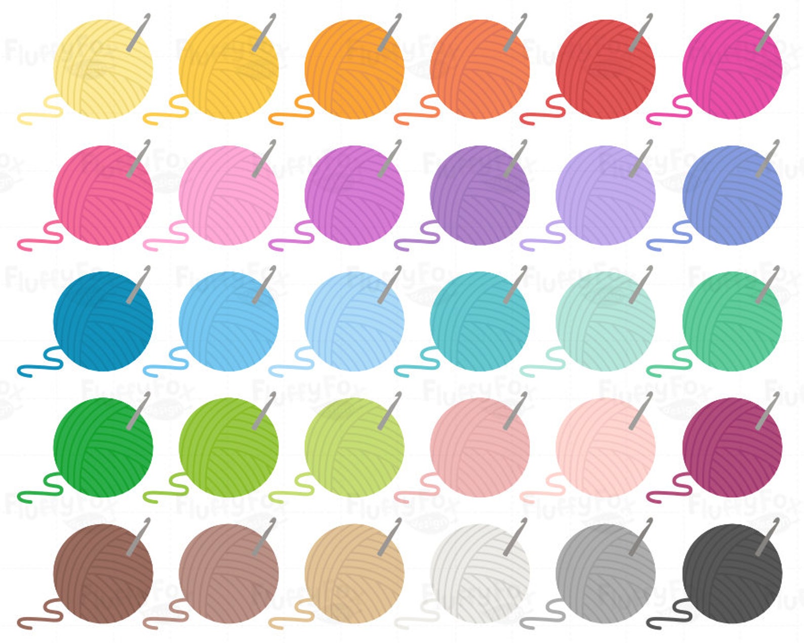 Yarn Ball Clipart Crochet Clip Art Knitting Sewing String | Etsy