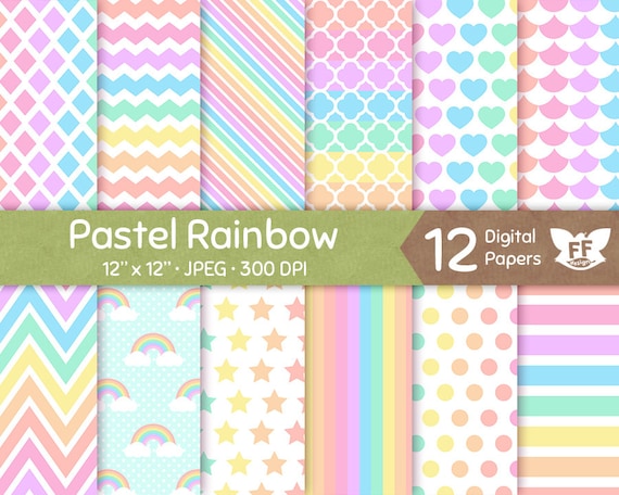 Download Pastel Rainbow Digital Paper Soft Color Seamless Pattern ...