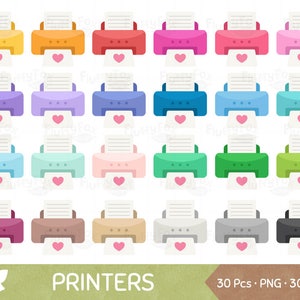 Drucker Clipart, Büro Schreibtisch Clip Art Schule Inkjet Laser Druck Papier Briefpapier Versorgung Grafik PNG digitaler Download, kommerzielle Nutzung