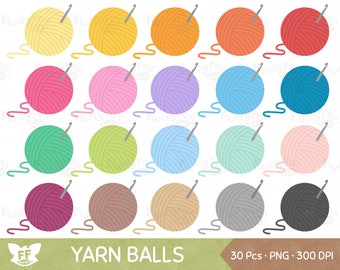 Yarn Ball Clipart, Crochet Clip Art, Knitting Sewing String Circle Cute Thread Wool Hook Knit Rainbow PNG Graphic Download, Commercial Use