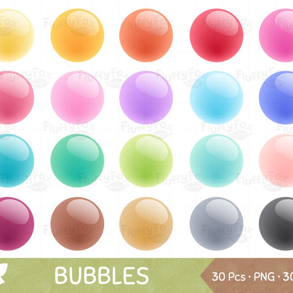 Bubbles Clipart, Soap Bubble Clip Art, Rainbow Orb Balls Sphere Pearl Glossy Pastel Circle Beads Button Icon Graphic Digital PNG Download