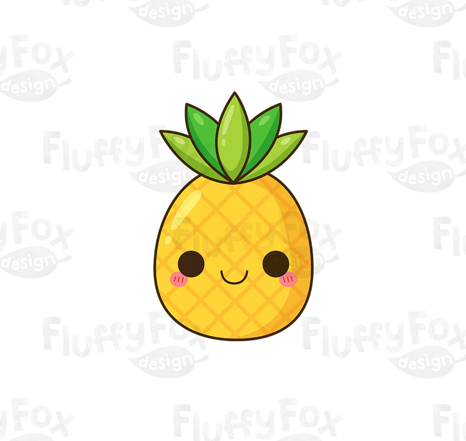 Kawaii piña Clipart, piñas lindas Clip Art, Caras Expresión Fruta ...
