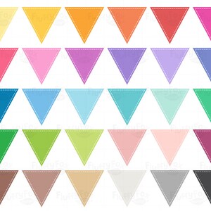 Stitched Triangle Flags Clipart, Flag Banners Clip Art, Pennant Bunting ...