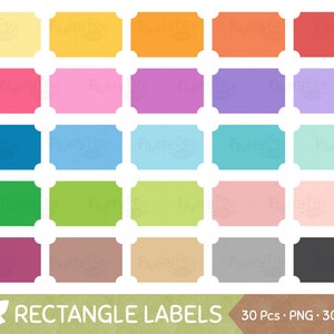 Rectangle Label Clipart, Frame Clip Art, Cute Blank Box Coupon Tag Shape Template Rainbow Element Icon Graphic PNG Download, Commercial Use image 1