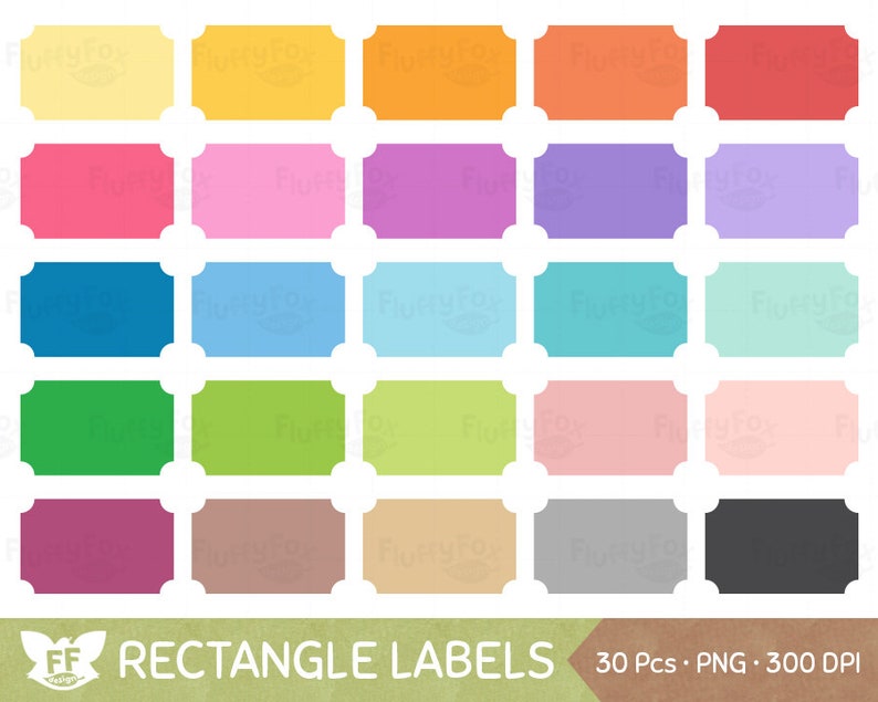 Rectangle Label Clipart, Frame Clip Art, Cute Blank Box Coupon Tag Shape Template Rainbow Element Icon Graphic PNG Download, Commercial Use image 1