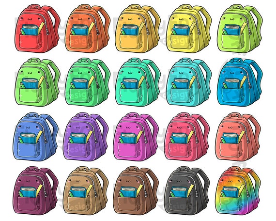 Kawaii Backpack Clipart Cute Bag Clip Art Education Back to 