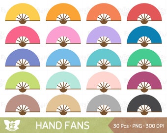 Hand Fan Clipart, Folding Fans Clip Art, Asian Oriental Japan China Icon Ornament Rainbow Colorful Cute, PNG Digital Graphic, Commercial Use