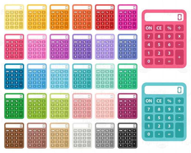 Calculator Clipart Teacher School Classroom Office Finance Supply Class Stationery Rainbow Cute Digital Graphic PNG Download Math Clip Art
