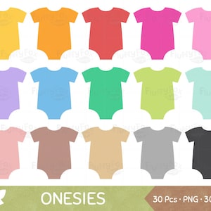 Baby Onesie Clipart, Onesies Clip Art, Baby Shower Cliparts, Clothes Rompers Invitation Label PNG Graphic Download, Utilisation commerciale