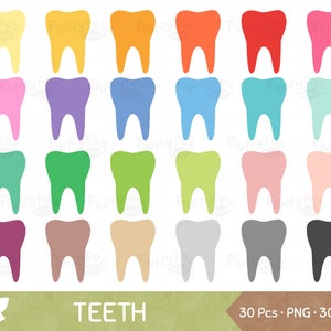 Tooth Clipart, Teeth Clip Art, Dentist Molar Health Clean Hygiene Cute Dental Care Scrapbooking Rainbow, PNG Images, Commercial Use image 1