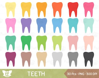 Tooth Clipart, Teeth Clip Art, Dentist Molar Health Clean Hygiene Cute Dental Care Scrapbooking Rainbow, PNG Images, Commercial Use