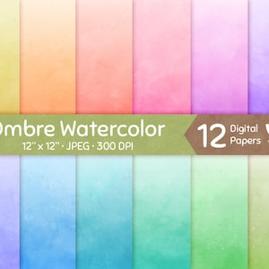 Ombre Aquarel Digitaal Papier, Zachte Kleur Pastel Calm Geschilderde Textuur, Ambachtelijke Gradiënt Patroon Achtergrond Download, Commercieel Gebruik