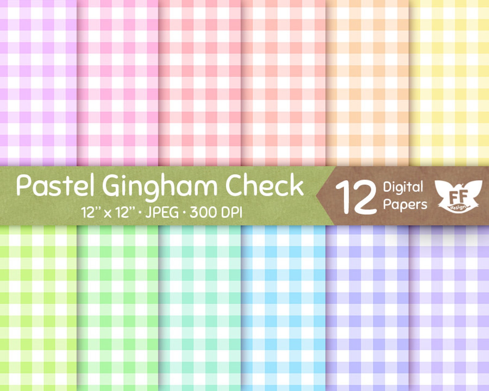 Pastel Gingham Check Digital Paper Seamless Pattern Tileable - Etsy