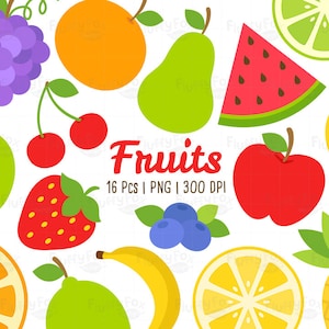 Fruits Clipart, Fruit Clip Art, Grape Banana Pineapple Apple Blueberry Watermelon Lemon Strawberry Cherry Orange Orange Citrus Gráfico PNG Descargar