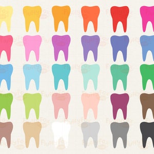 Tooth Clipart, Teeth Clip Art, Dentist Molar Health Clean Hygiene Cute Dental Care Scrapbooking Rainbow, PNG Images, Commercial Use image 2