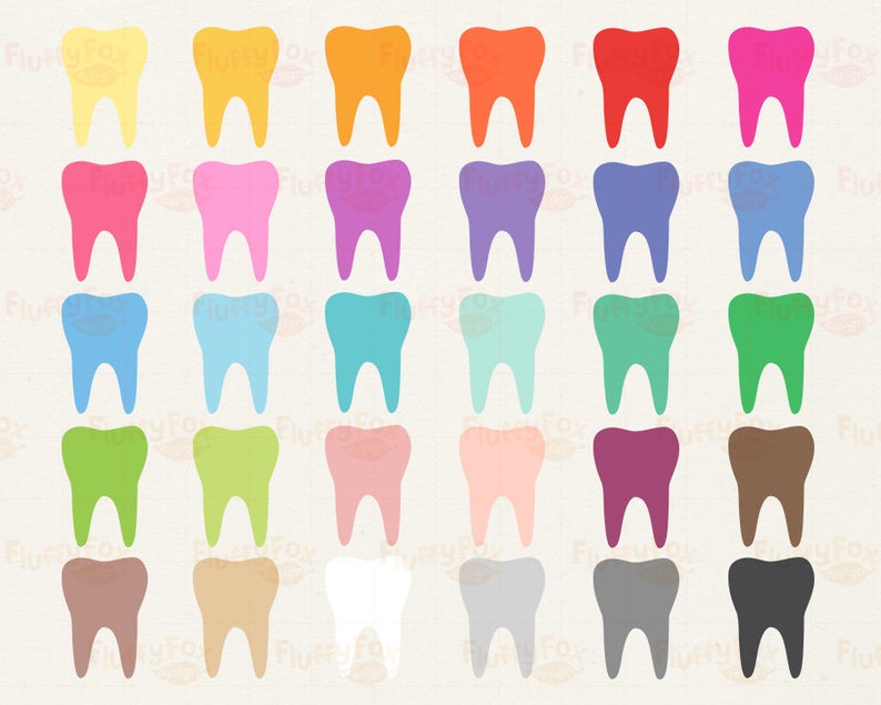 Tooth Clipart, Teeth Clip Art, Dentist Molar Health Clean Hygiene Cute Dental Care Scrapbooking Rainbow, PNG Images, Commercial Use image 2