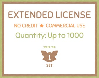 Pas de licence de crédit étendu pour un ensemble de clip art ou de papier numérique - Quantité Jusqu'à 1000 - Licence d'utilisation commerciale - Fluffy Fox Design