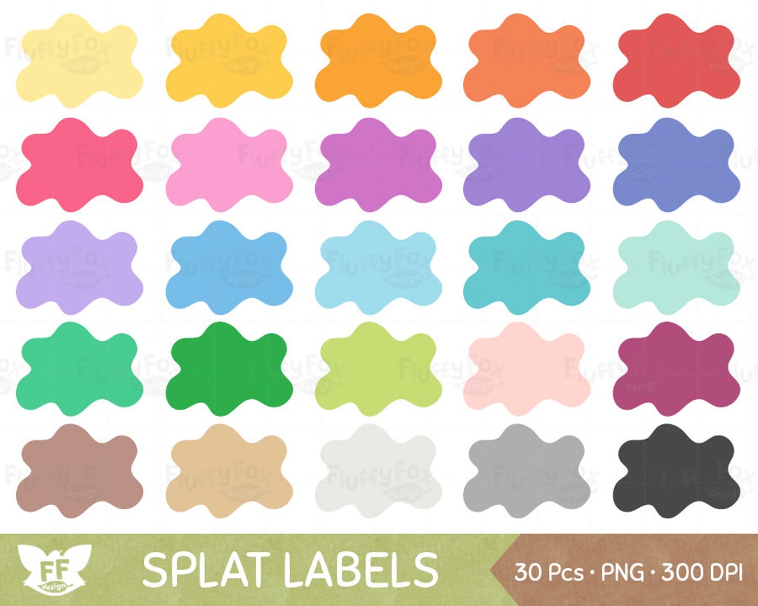 Splat Label Clipart, Splatter Clip Art, Water Liquid Cute Random Shape ...