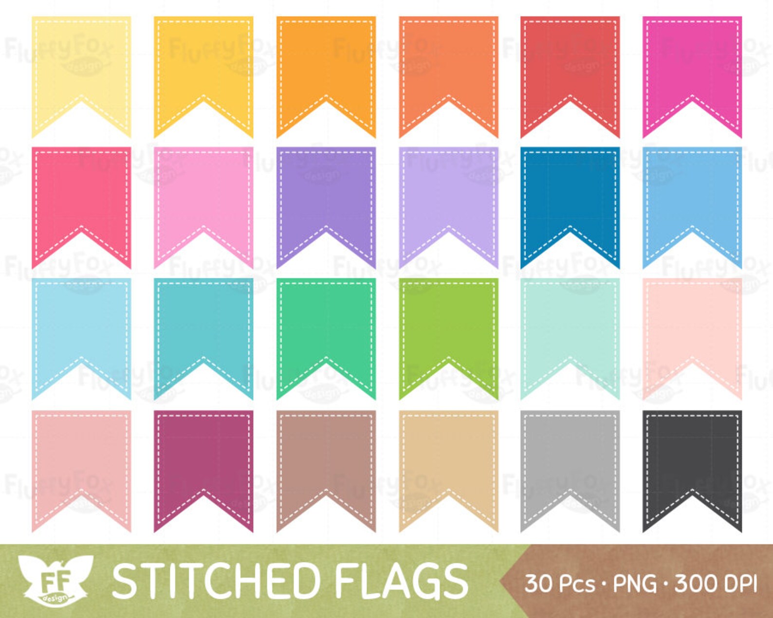 Stitched Flags Clipart Flag Banner Clip Art Pennant Bunting Etsy