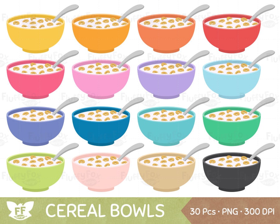 Cereal Bowl Clipart, Breakfast Clip Art, Food Meal Diet Bowls Spoon Healthy  Milk Grain Western Morning, PNG Digital Graphic, Commercial Use -   Canada