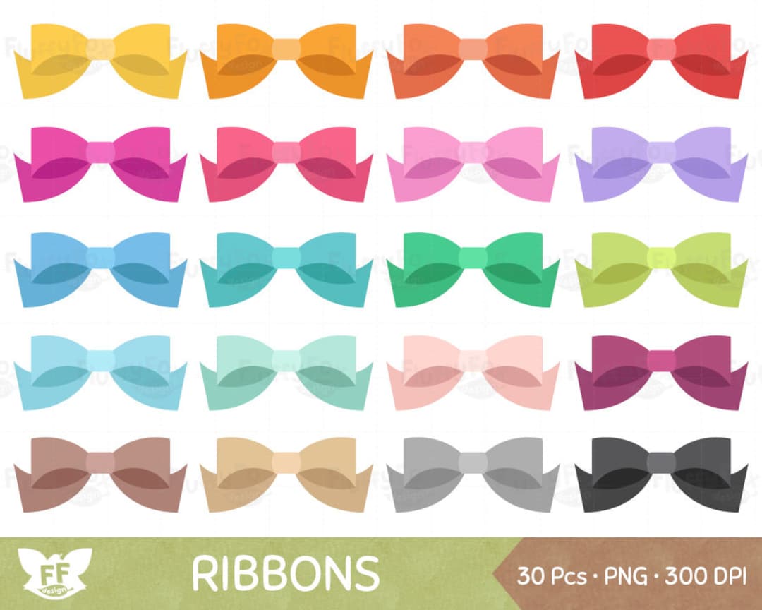 SALE 100 BOW Clipart Bow Sticker Printable Planner Sticker Rainbow Clipart  Ribbon Stickers Sewing Clipart Rainbow Ribbon Pink Bow Blue Bow 