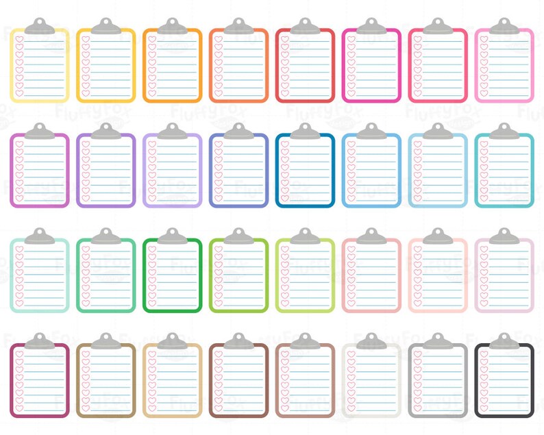 Clipboard Clipart To-do List Clip Art Paper Clip Board Note - Etsy