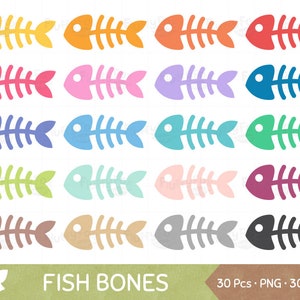 Fish Bone Clipart, Fishbones Clip Art, Cat Food Pets Animal Aquatic Dead Remain Graphic Craft Icon Cute Digital PNG Download, Commercial Use