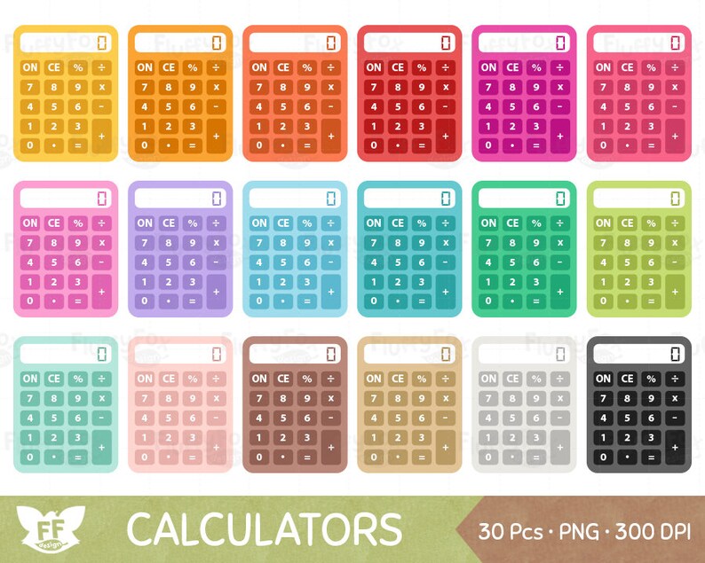 Calculator Clipart Teacher School Classroom Office Finance Supply Class Stationery Rainbow Cute Digital Graphic PNG Download Math Clip Art