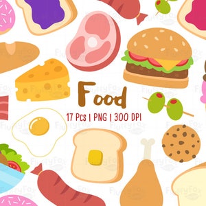 Food Clipart, Fast-Food Clip Art, Meal Breakfast Lunch Cooking Eat Culinary Diet Snack Salad Donut Toast Fried Egg Hamburger, PNG Download