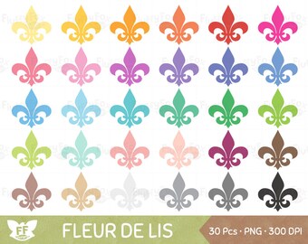 Fleur de Lis Clipart, Fleur-de-lis Clip Art, Lindo Símbolo Nueva Orleans Francés Vintage Boda Antigua Digital Arco Iris, Uso Comercial