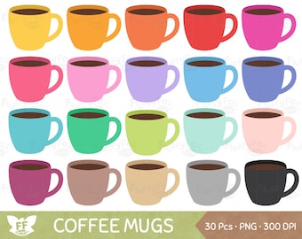 Coffee Mugs Clipart, Coffees Clip Art, Rainbow Morning Hot Tea Cup Mug Breakfast Beverage Drink Cute, PNG Graphic Download, Commercial Use