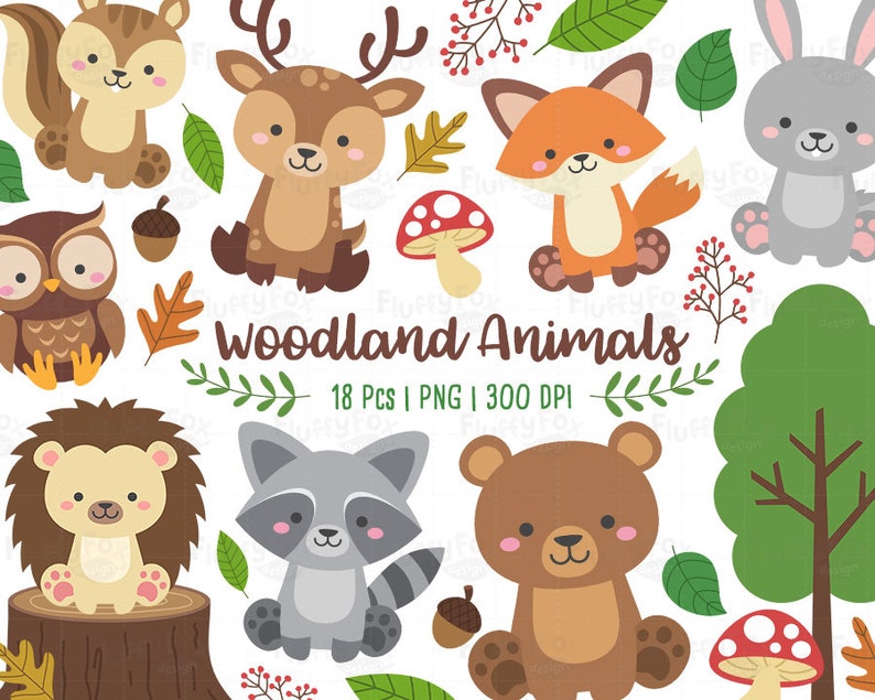 Wald Tiere Clipart Wald Tier ClipArt wild niedlichen Garten | Etsy