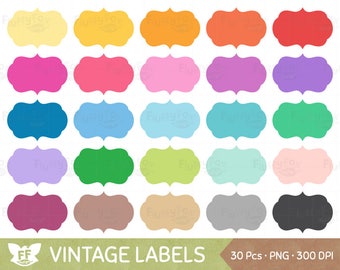 Vintage Label Clipart, Frame Clip Art, Banner Tag Shape Retro Template Rainbow Element Icon Graphic PNG Download, Commercial Use