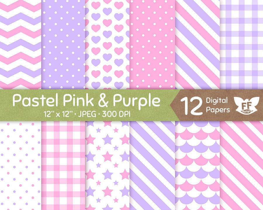 Pastel Pink and Purple Digital Paper Seamless Pattern - Etsy