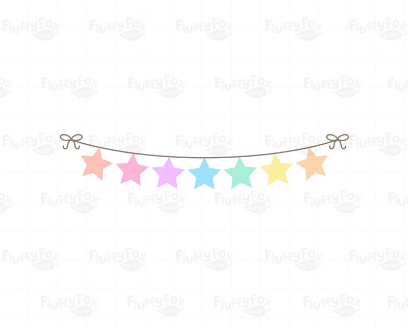 Pastel Rainbow Bunting Flag Clipart, Party Banner Clip Art, Pennant Garland Soft Colorful Graphic Birthday Seamless, Digital PNG Télécharger image 2