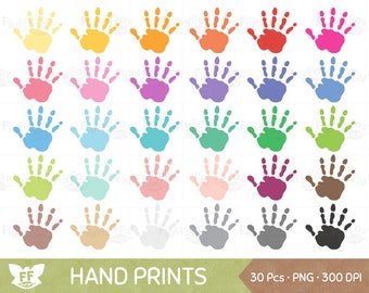 Hand Prints Clipart, Kids Baby Hand Print, Colorful Child Rainbow Handprints Children Clip Art, Painted Hand Prints, Commercial Use