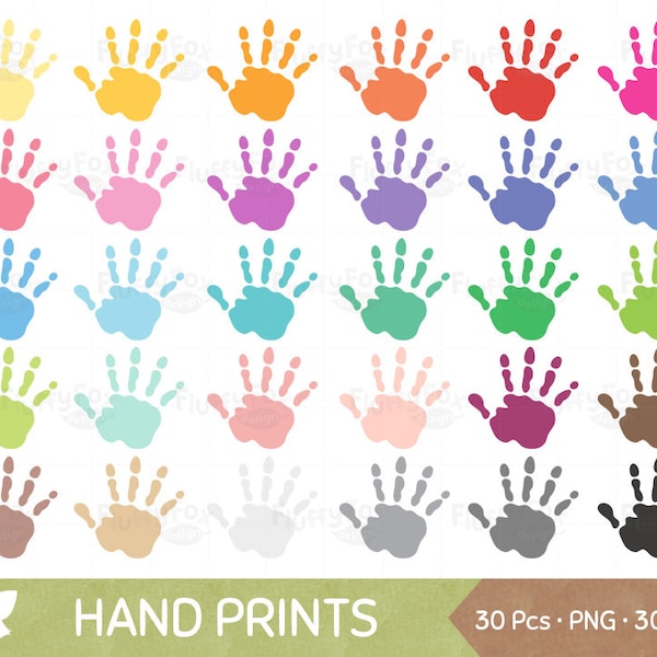 Hand Prints Clipart, Kids Baby Hand Print, Colorful Child Rainbow Handprints Children Clip Art, Painted Hand Prints, Commercial Use