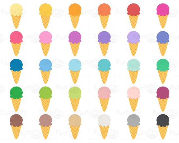 Cute Ice Cream Colorful Flavor Dessert Snack Scoop Cone Stick Fruit Fresh  Illustration Vector Clipart Cartoon