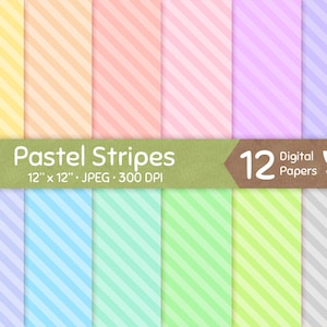 Papier numérique Pastel Stripes, papiers rayés diagonales, motif sans soudage couleur douce, fond reproductible tutile, utilisation commerciale