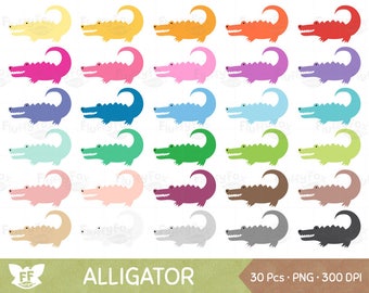 Alligator Clipart, Crocodile Gator Cartoon Graphic Clip Art Cute Colorful Rainbow Wild Animal Life Reptile Wildlife, Commercial Use
