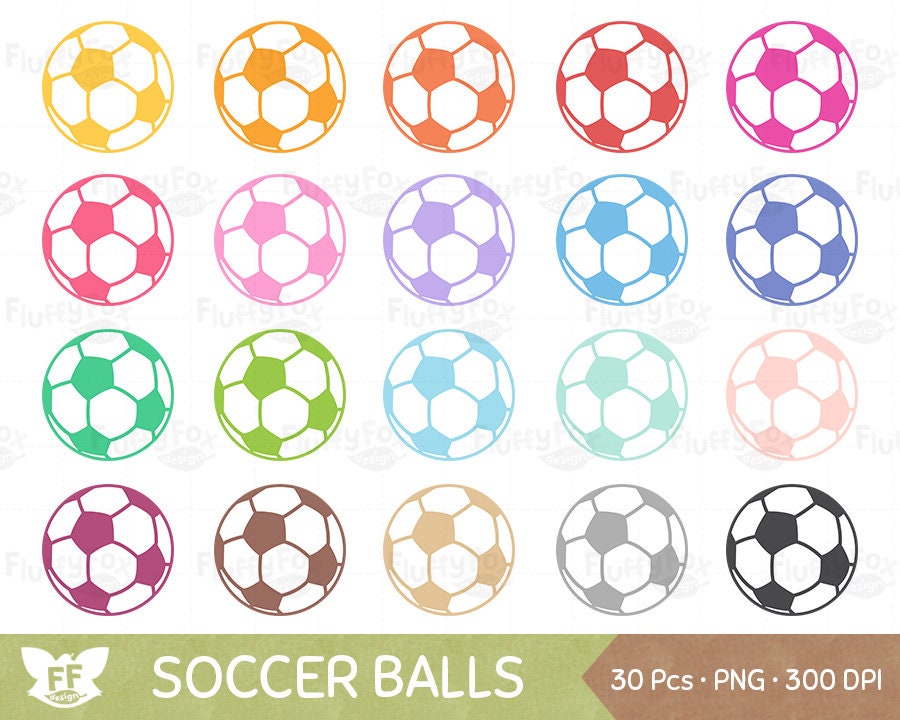 Soccer Clipart Football Clip Art Sport Balls Fitness Play Etsy