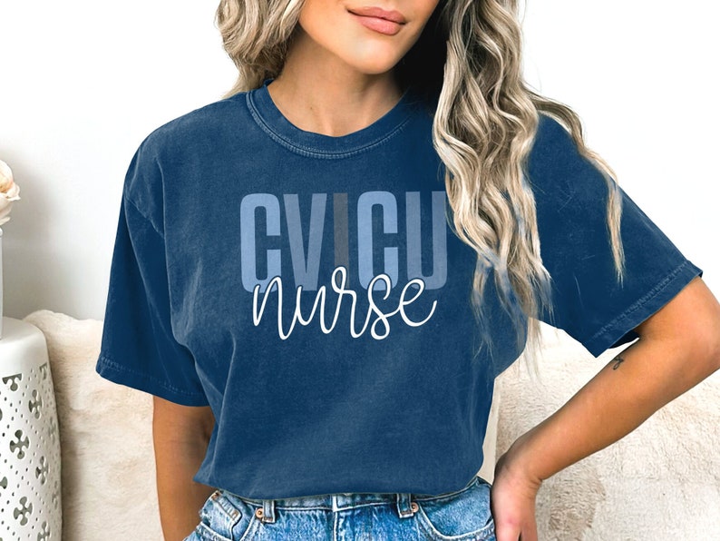 Comfort Colors CVICU Nurse Graphic Tshirt, Registered Nurse RN Gift