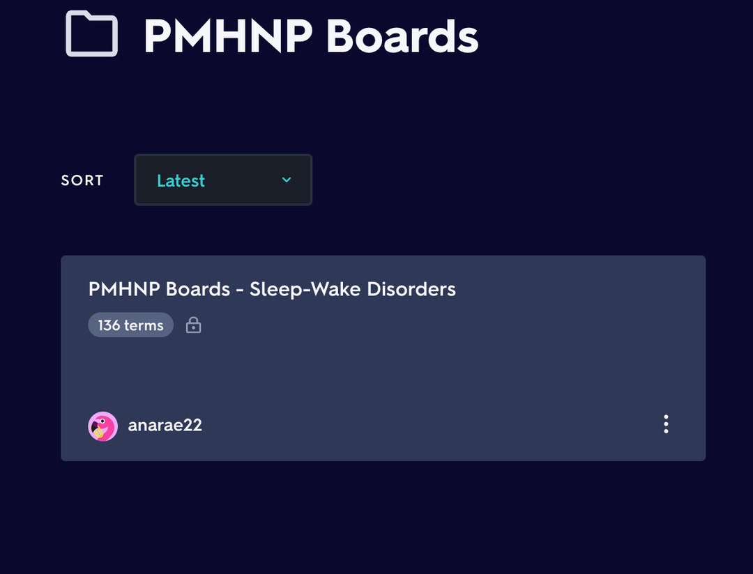 PMHNP Boards Flashcards: Sleep-wake Disorders Study (quizlet Password ...